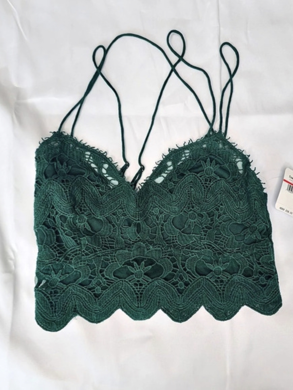 Free People FP One Emerald Green Floral Lace Strappy Bralette XS